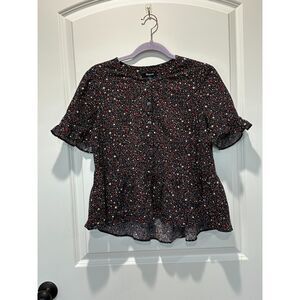 Madewell Studio Ruffle Hem Top Starry Night Pattern Size Small